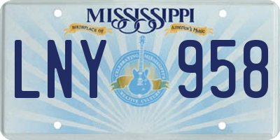 MS license plate LNY958