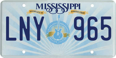 MS license plate LNY965