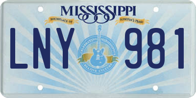 MS license plate LNY981
