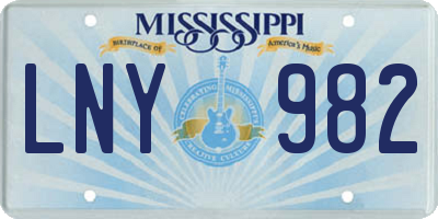 MS license plate LNY982