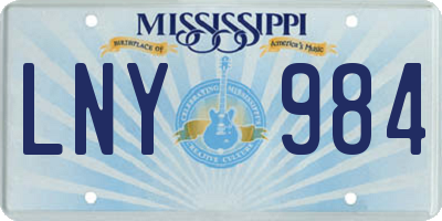 MS license plate LNY984