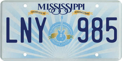 MS license plate LNY985