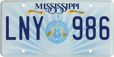 MS license plate LNY986