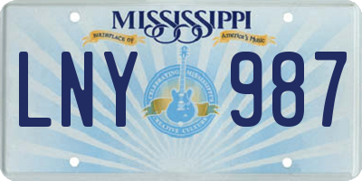 MS license plate LNY987