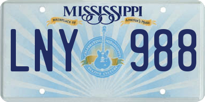 MS license plate LNY988