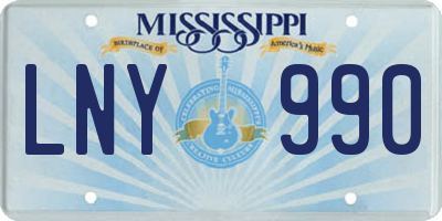 MS license plate LNY990