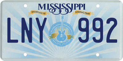 MS license plate LNY992