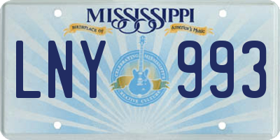 MS license plate LNY993