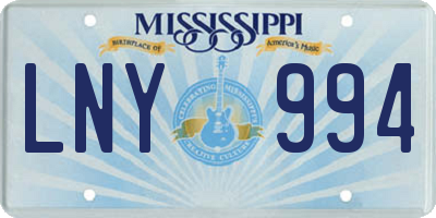 MS license plate LNY994