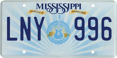 MS license plate LNY996
