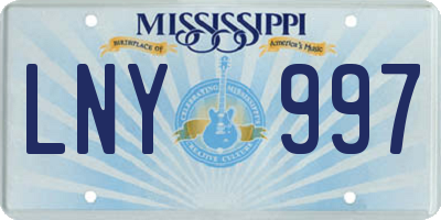 MS license plate LNY997
