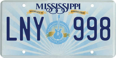 MS license plate LNY998