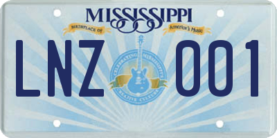 MS license plate LNZ001