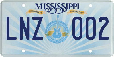 MS license plate LNZ002