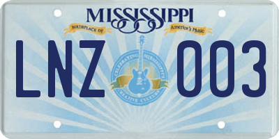 MS license plate LNZ003