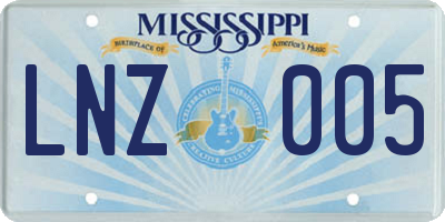 MS license plate LNZ005