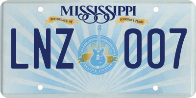 MS license plate LNZ007