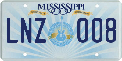 MS license plate LNZ008