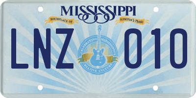 MS license plate LNZ010
