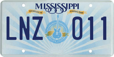 MS license plate LNZ011