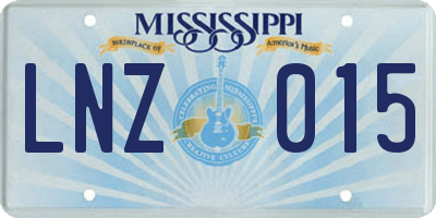 MS license plate LNZ015