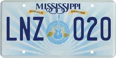 MS license plate LNZ020