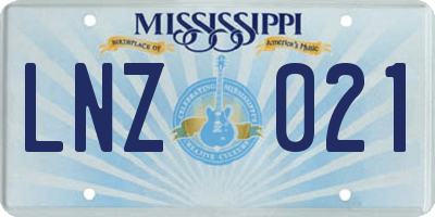 MS license plate LNZ021