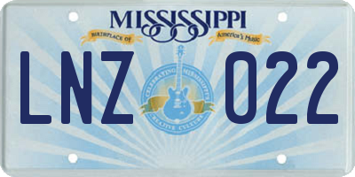 MS license plate LNZ022