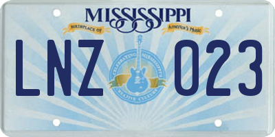 MS license plate LNZ023