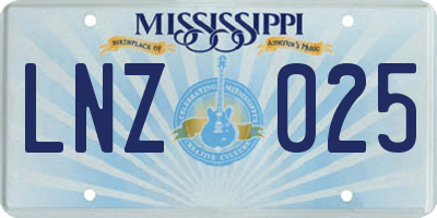 MS license plate LNZ025