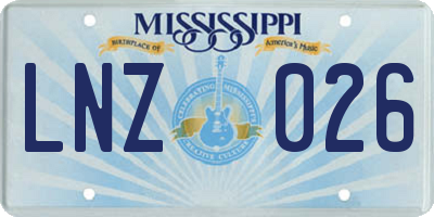 MS license plate LNZ026