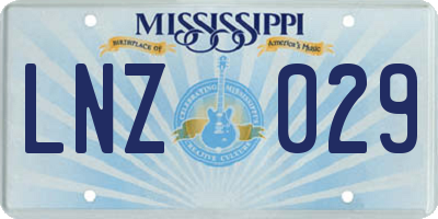 MS license plate LNZ029