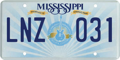 MS license plate LNZ031