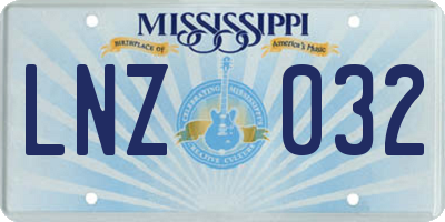 MS license plate LNZ032