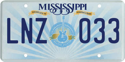 MS license plate LNZ033