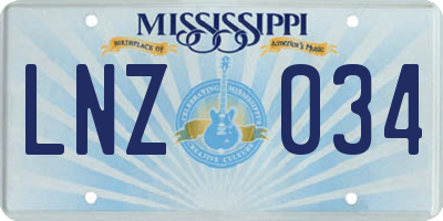 MS license plate LNZ034