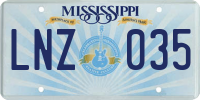 MS license plate LNZ035