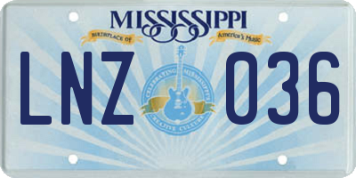 MS license plate LNZ036
