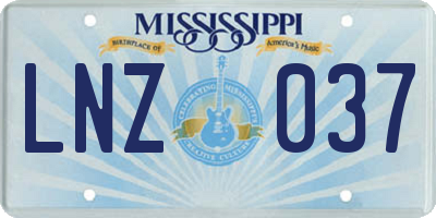 MS license plate LNZ037