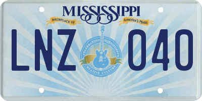 MS license plate LNZ040