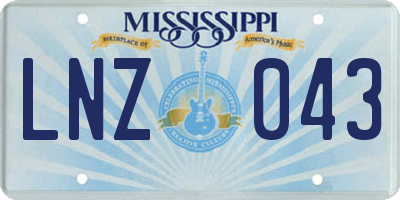 MS license plate LNZ043