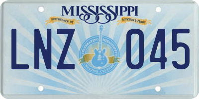 MS license plate LNZ045
