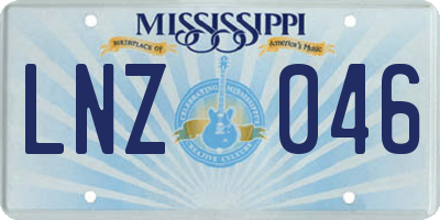 MS license plate LNZ046