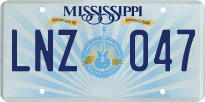 MS license plate LNZ047