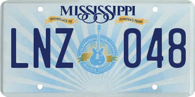 MS license plate LNZ048