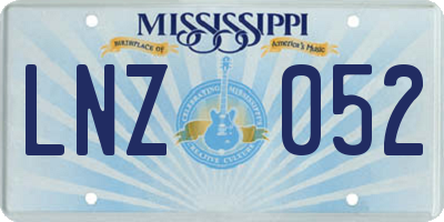 MS license plate LNZ052