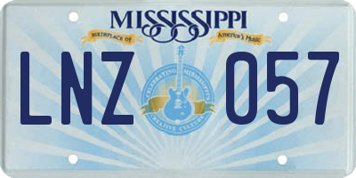MS license plate LNZ057