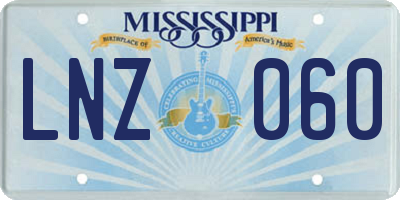 MS license plate LNZ060