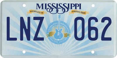 MS license plate LNZ062
