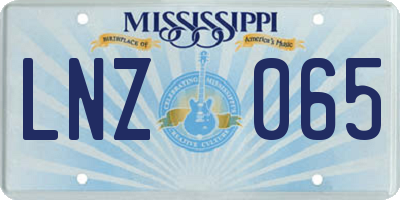 MS license plate LNZ065